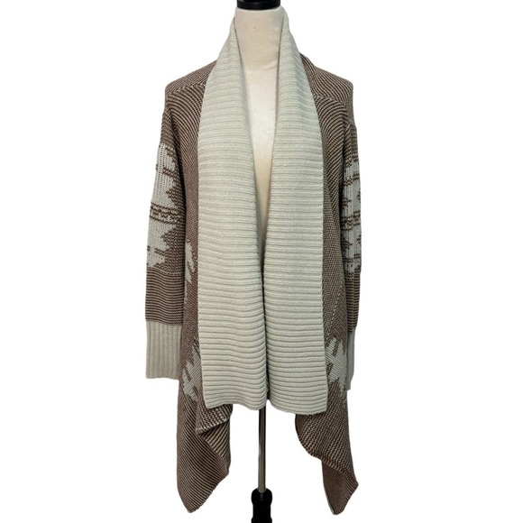 BB Dakota Sioux Tan and Brown Cozy Knit Open Front Cardigan Sweater Size M - Picture 2 of 9